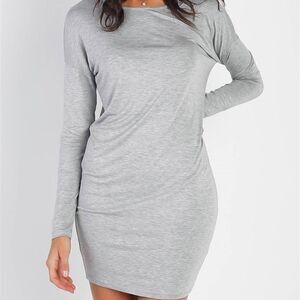 ♡♡♡ Gray Dress Mini Dress Round Neck in Heather Grey size S